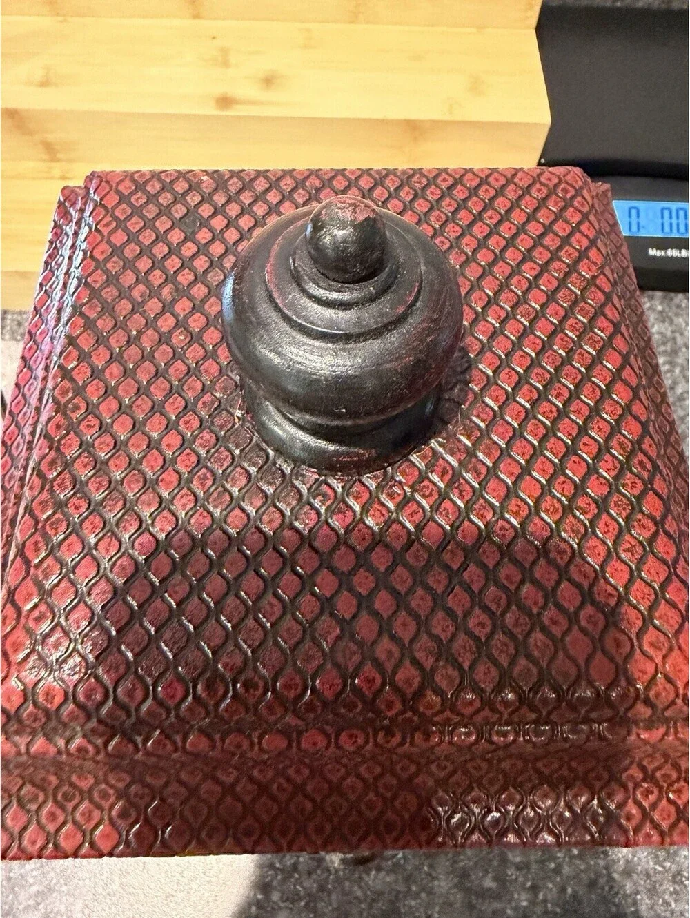 Home Interiors Red Quartz Clock Storage Box  Compartment Trinket Chest